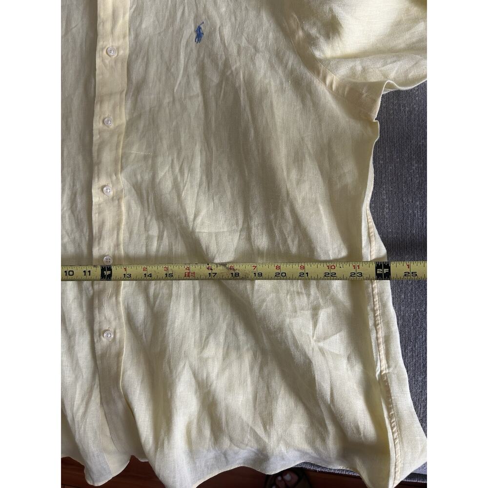 Men's Polo Ralph Lauren Yellow Linen Button Up Shirt Size XL Preppy Summer Beach - Picture 8 of 12